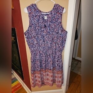 GAP Sleeveless Summer Dress sz Large Tall Purple Flowers. "F"
